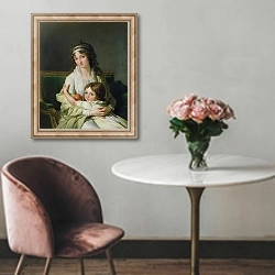 «Portrait presumed to be Madame Jeanne-Justine Boyer-Fonfrede and her son, Henri» в интерьере в классическом стиле над креслом