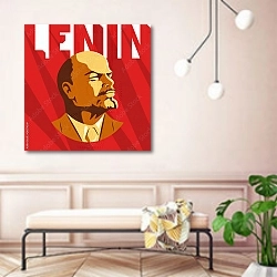 «Портрет В. И. Ленина. Русский революционный символ» в интерьере современной прихожей в розовых тонах
