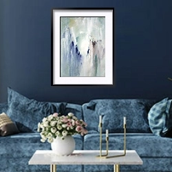 «Waterfalls. Flow and streams 7» в интерьере современной гостиной в синем цвете