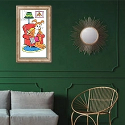 «Harold Hare 56» в интерьере классической гостиной с зеленой стеной над диваном