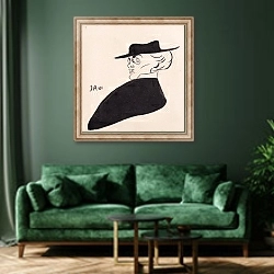 «Gerhard Henning, Artist» в интерьере зеленой гостиной над диваном