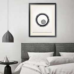 «The circles. Rings 3» в интерьере светлой минималистичной гостиной над комодом