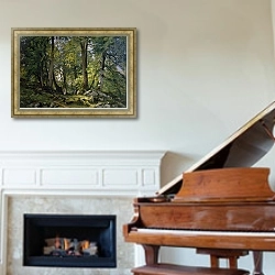 «Буковый лес в Швейцарии» в интерьере классической гостиной над камином