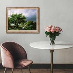 «Landscape with a Mill» в интерьере в классическом стиле над креслом