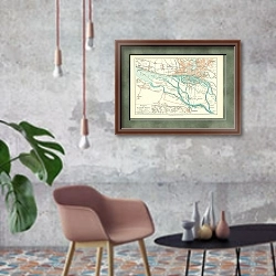 «Карта окрестностей Гамбурга» в интерьере в стиле лофт с бетонной стеной