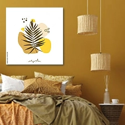 «Тропическая линия 39» в интерьере спальни  в этническом стиле в желтых тонах