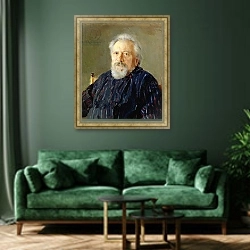 «Portrait of Nikolay Leskov 1» в интерьере спальни с акцентной стеной