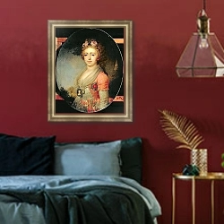 «Portrait of Grand Duchess Alexandra, c.1798» в интерьере гостиной с розовым диваном