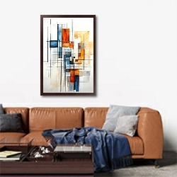 «Абстракция_15» в интерьере современной гостиной над диваном