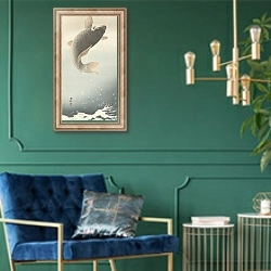«Carp» в интерьере в классическом стиле с зеленой стеной