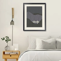 «Rain in the mountains» в интерьере спальни в скандинавском стиле над кроватью
