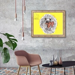 «Wicked Spiky Hedgehog, 2019,» в интерьере в стиле лофт с бетонной стеной