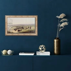 «Hunting Buffalo, 1837» в интерьере в классическом стиле в синих тонах