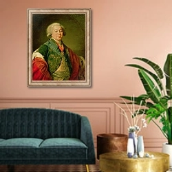 «Portrait of Prince Alexander Borisovich Kurakin, 1797» в интерьере классической гостиной над диваном
