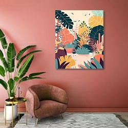 «Colorful garden 6» в интерьере современной гостиной в розовых тонах