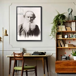 «TOLSTOY  Leo Nikolaevich» в интерьере кабинета в стиле ретро над столом