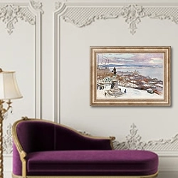 «Quebec from the Hotel Fontenac» в интерьере в классическом стиле над банкеткой