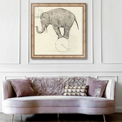 «Elephant balancing» в интерьере гостиной в классическом стиле над диваном