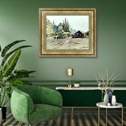 «Базар» в интерьере гостиной в зеленых тонах