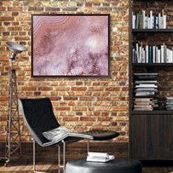 «Geode of brown agate stone 13» в интерьере кабинета в стиле лофт с кирпичными стенами