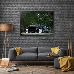 «Packard Twelve Coupe Roadster '1936» в интерьере в стиле лофт над диваном