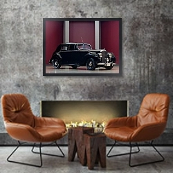 «Bentley Mark VI Saloon '1946–52» в интерьере в стиле лофт с бетонной стеной над камином
