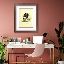 «Серый медведь» в интерьере современного кабинета в розовых тонах