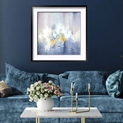 «Lilac dreams. Sailboat» в интерьере современной гостиной в синем цвете