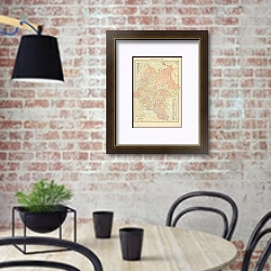 «Карта Мира, Cram's Atlas» в интерьере кухни в стиле лофт с кирпичной стеной