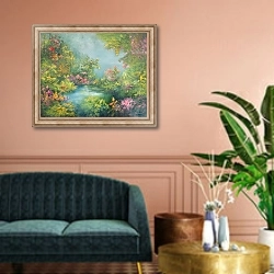 «Tropical Impression, 1993» в интерьере классической гостиной над диваном