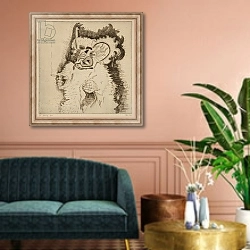 «Dancing Bear, Printers proof prior to aquatint» в интерьере классической гостиной над диваном