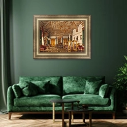 «Виды залов Зимнего дворца. Малахитовый зал» в интерьере гостиной с розовым диваном