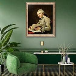 «Pierre Rousseau 1774» в интерьере гостиной в зеленых тонах