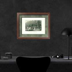 «The Terrace Haddon Hall 1» в интерьере кабинета в черных цветах над столом