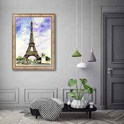 «Эйфелева башня, акварель» в интерьере коридора в классическом стиле