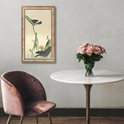 «Dragonfly and lotus» в интерьере в классическом стиле над креслом