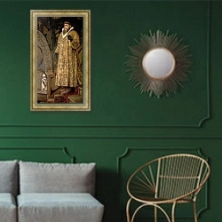 «Tsar Ivan IV Vasilyevich 'the Terrible' 1897» в интерьере классической гостиной с зеленой стеной над диваном