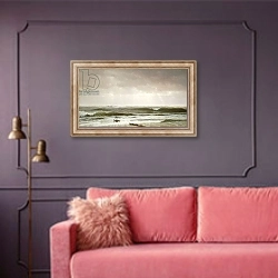 «Along the Shore, 1870» в интерьере гостиной с розовым диваном
