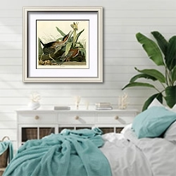 «Green Heron 2» в интерьере спальни в стиле прованс с голубыми деталями
