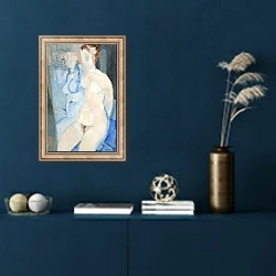 «Figura femminile, 1954» в интерьере в классическом стиле в синих тонах