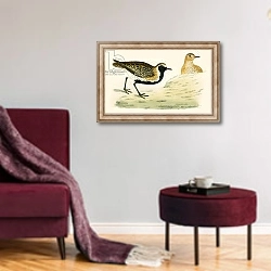 «Golden Plover 4» в интерьере гостиной в бордовых тонах
