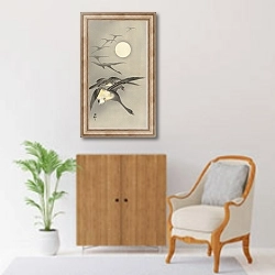 «Geese at full moon» в интерьере в классическом стиле над комодом