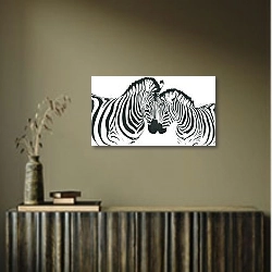 «Две зебры на белом» в интерьере в этническом стиле в коричневых цветах
