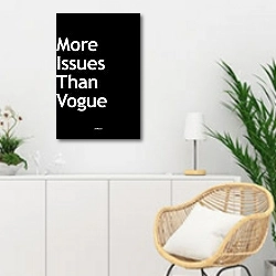 «More issues than vogue» в интерьере гостиной в скандинавском стиле над комодом