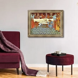 «Царь Салтан-пир» в интерьере гостиной с розовым диваном