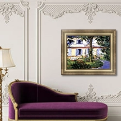 «Дом в Руэле  -  1882» в интерьере гостиной в оливковых тонах