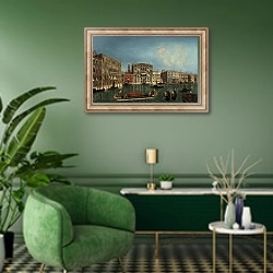 «Гранд Канал 2» в интерьере гостиной в зеленых тонах