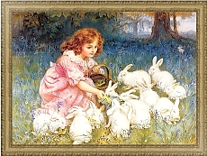 Картина Фредерика Моргана Feeding the Rabbits