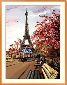 Иллюстрация Париж осень