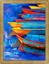 Постер Красочные лодки на закате